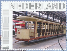 personalised stamp of The Netherlands with trains, trams, stations etc