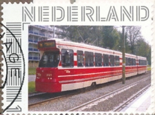 personalised stamp of The Netherlands with trains, trams, stations etc