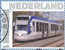 personalised stamp of The Netherlands with trains, trams, stations etc