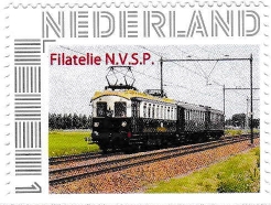 personalised stamp of The Netherlands with trains, trams, stations etc