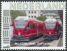 personalised stamp of The Netherlands with trains, trams, stations etc