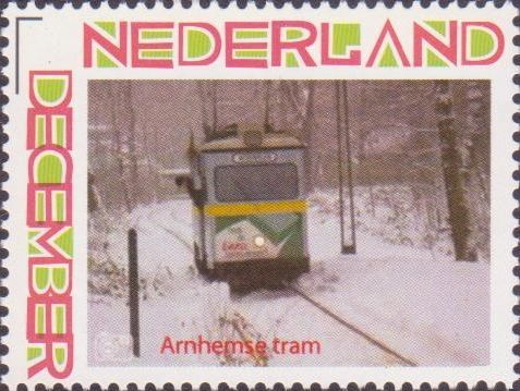 year=2011,Dutch personalized stamp of a tram at Christmas