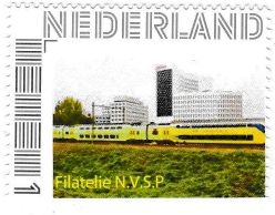 personalised stamp of The Netherlands with trains, trams, stations etc