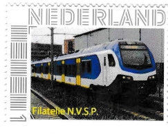 year=2017, personalised stamp of The Netherlands with trains, trams, stations etc