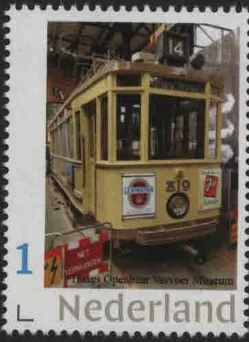 year=2020, personalized stamp: tram from Haags openbaar vervoer museum