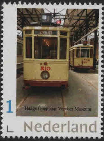 year=2020, personalized stamp: tram from Haags openbaar vervoer museum