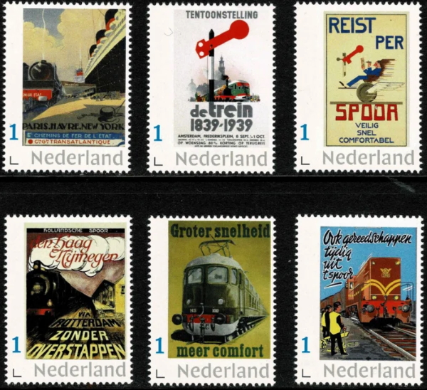 Dutch personalised stamps with railway posters