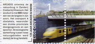 year=2013, Dutch stamp with ecological viaduct at Zanderij Crailoo)- NVPH: 3024