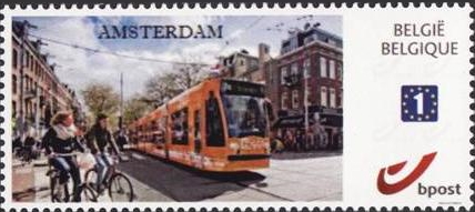 year=?, Belgian personalized stamp with Amsterdam tram