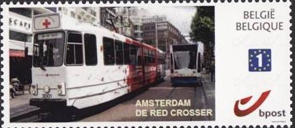 year=?, Belgian personalized stamp with Amsterdam tram