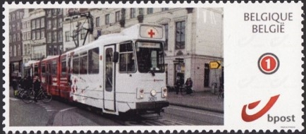 year=?, Belgian personalized stamp with Amsterdam tram