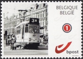 year=?, Belgian personalized stamp with Amsterdam tram