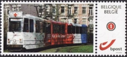 year=?, Belgian personalized stamp with Amsterdam tram