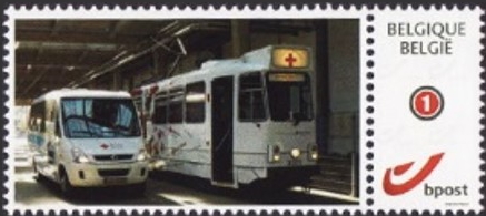 year=?, Belgian personalized stamp with Amsterdam tram