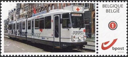 year=?, Belgian personalized stamp with Amsterdam tram