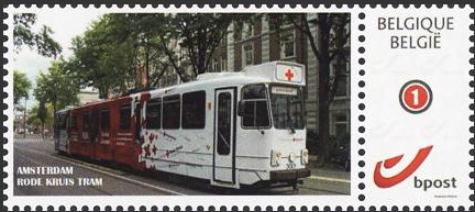 year=?, Belgian personalized stamp with Amsterdam tram