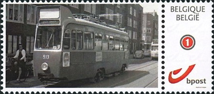 year=?, Belgian personalized stamp with Amsterdam tram