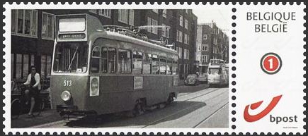 year=?, Belgian personalized stamp with Amsterdam tram
