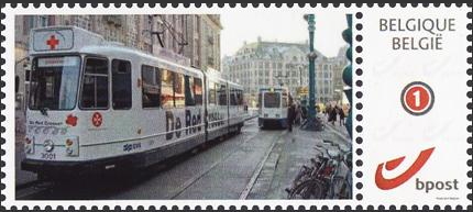 year=?, Belgian personalized stamp with Amsterdam tram