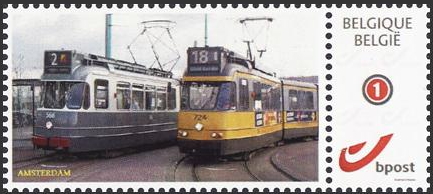 year=?, Belgian personalized stamp with Amsterdam tram