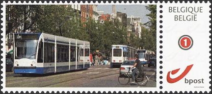 year=?, Belgian personalized stamp with Amsterdam tram
