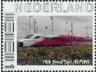 personalised stamp of The Netherlands with trains, trams, stations etc