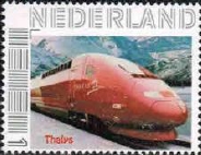 personalised stamp of The Netherlands with trains, trams, stations etc