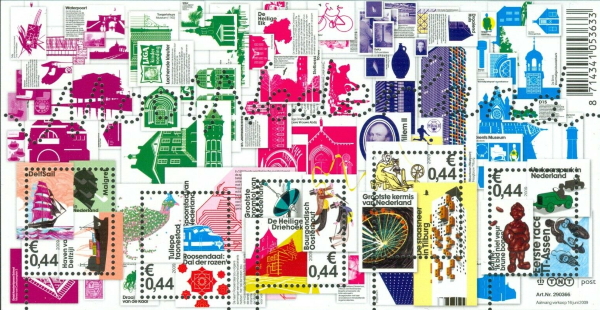 year=2009, Dutch stamp sheet Mooi Nederland collection 2009 - NVPH:  2651 + M396
