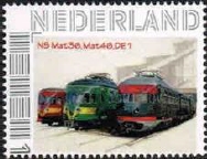 personalised stamp of The Netherlands with trains, trams, stations etc