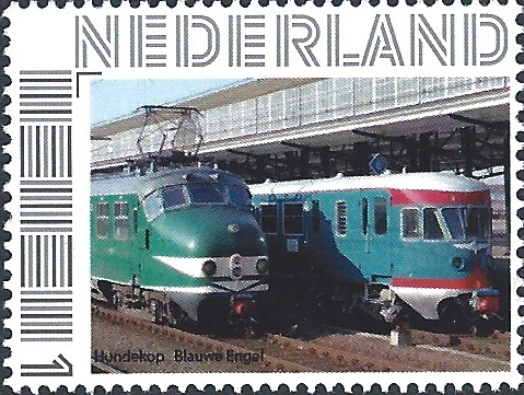 personalised stamp of The Netherlands with trains, trams, stations etc