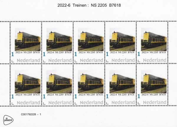 2022, NVPH: ---, personalized stamp with train