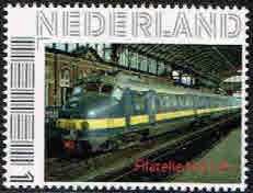 personalised stamp of The Netherlands with trains, trams, stations etc