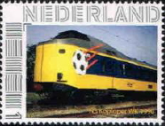 personalised stamp of The Netherlands with trains, trams, stations etc