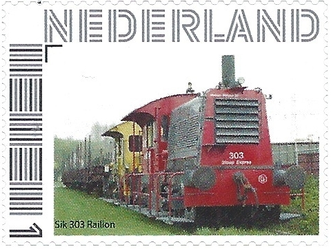 personalised stamp of The Netherlands with trains, trams, stations etc