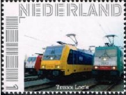 personalised stamp of The Netherlands with trains, trams, stations etc