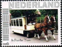 personalised stamp of The Netherlands with trains, trams, stations etc