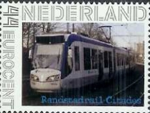 personalised stamp of The Netherlands with trains, trams, stations etc