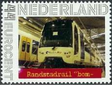 personalised stamp of The Netherlands with trains, trams, stations etc