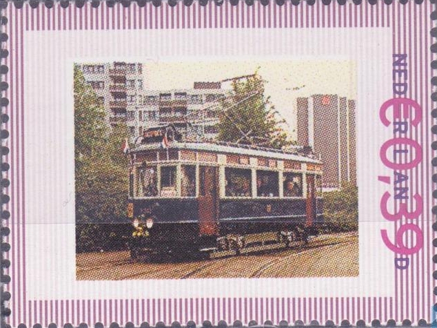 personalised stamp of The Netherlands with trains, trams, stations etc