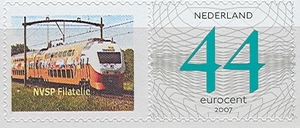 personalised stamp of The Netherlands with trains, trams, stations etc