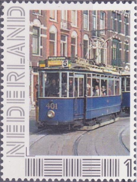 personalised stamp of The Netherlands with trains, trams, stations etc