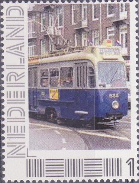 personalised stamp of The Netherlands with trains, trams, stations etc