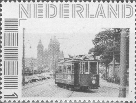 personalised stamp of The Netherlands with trains, trams, stations etc