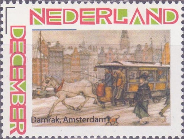 personalised stamp of The Netherlands with trains, trams, stations etc