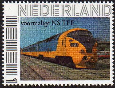 personalised stamp of The Netherlands with trains, trams, stations etc