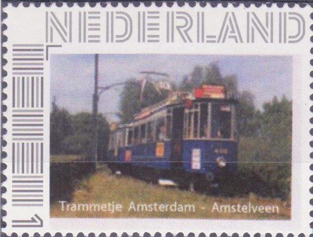 personalised stamp of The Netherlands with trains, trams, stations etc