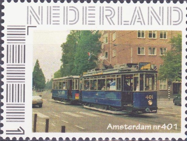 personalised stamp of The Netherlands with trains, trams, stations etc