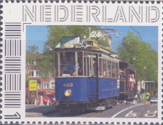 personalised stamp of The Netherlands with trains, trams, stations etc