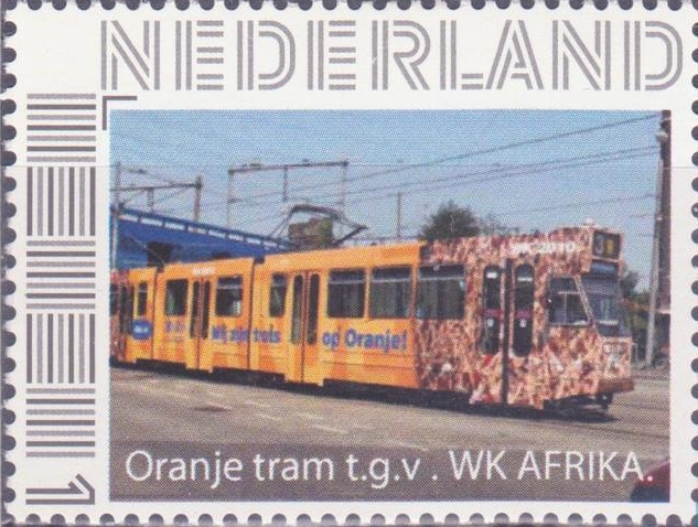 personalised stamp of The Netherlands with trains, trams, stations etc