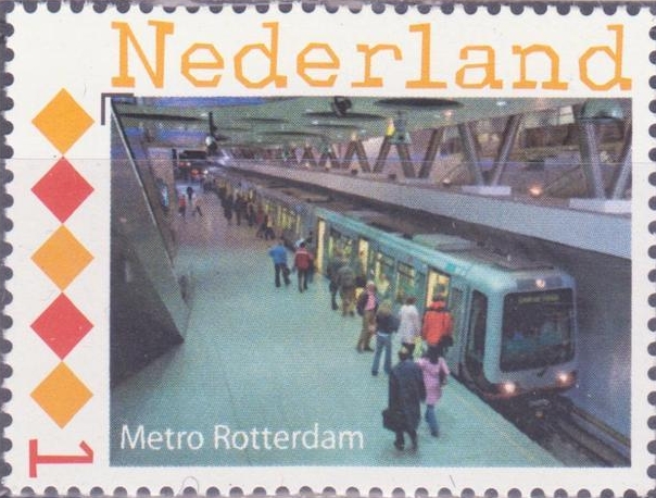 personalised stamp of The Netherlands with trains, trams, stations etc